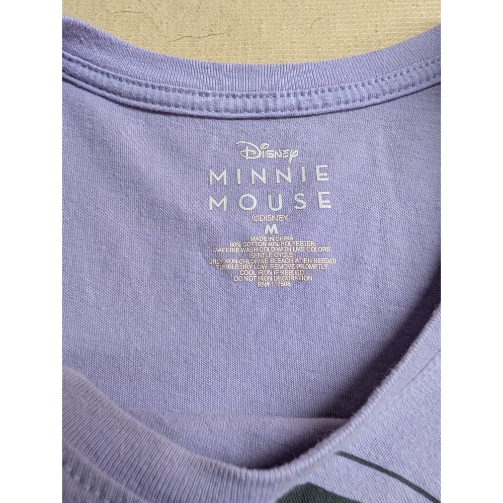 Minnie‎ Mouse Women's Size Medium 2 T Shirts White & Lavender Cotton Blend - Picture 3 of 4